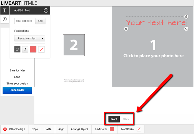 Add/edit feature in LiveArt Html5 designer