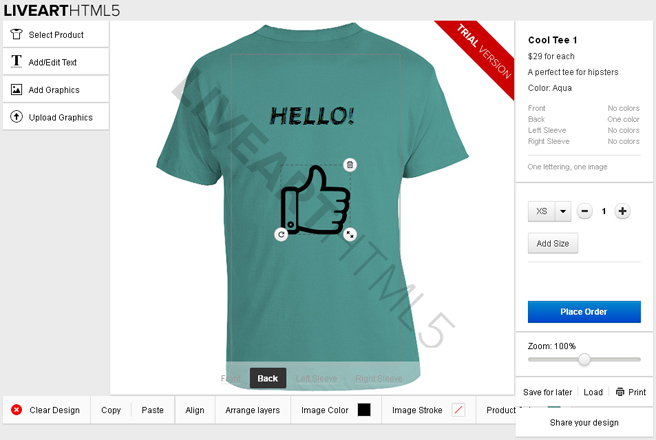 Multiple sides design feature in LiveArt Html5 designer