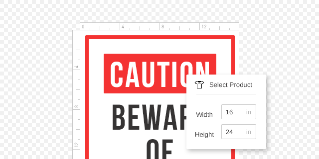 Resizable products with ruler in LiveArt HTML5 designer
