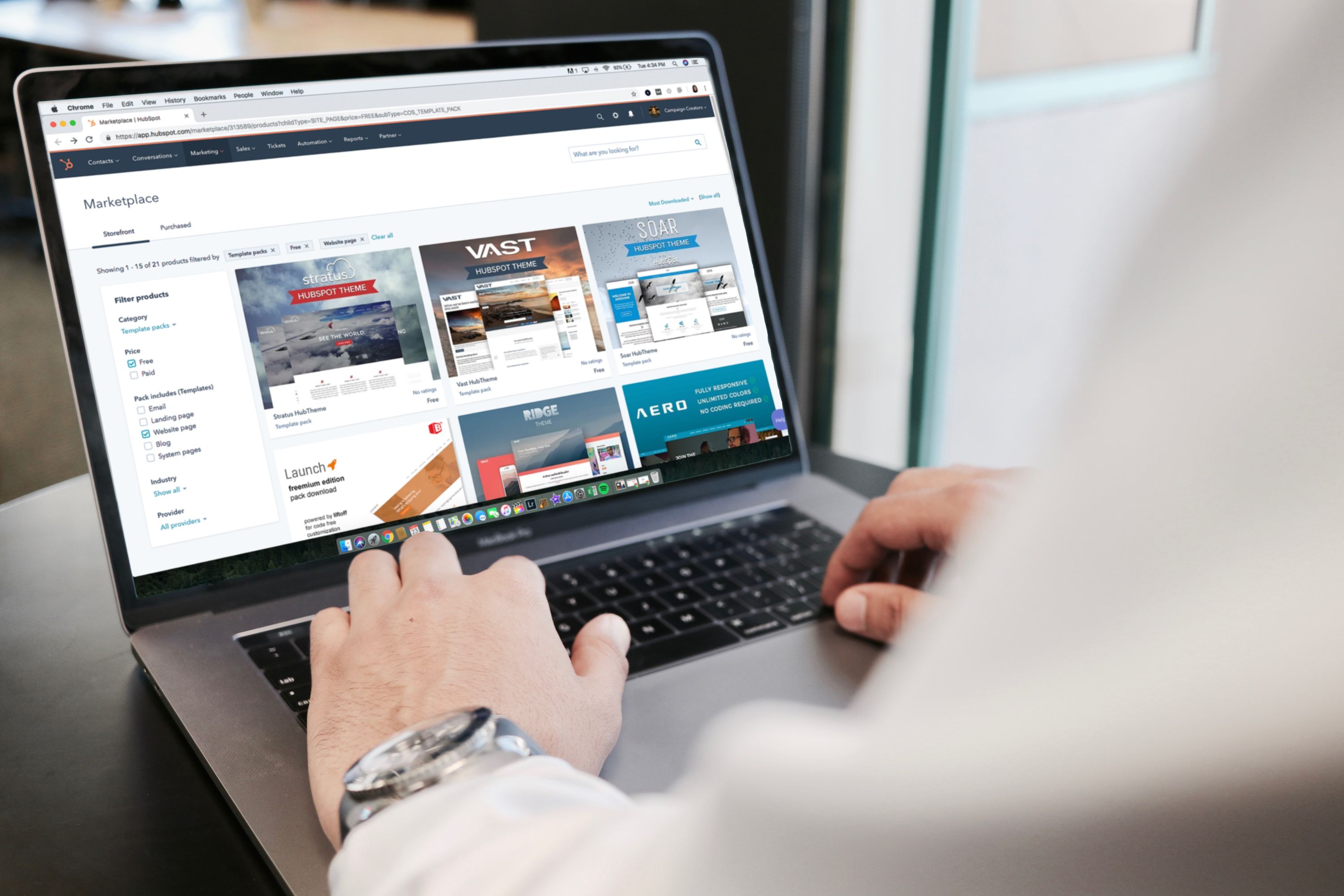 Man searching custom solution for his business on the marketplace